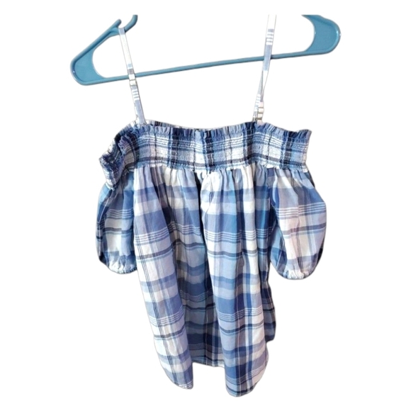 Ivanka Trump womens cold shoulder smocked bodice gingham windowpane plai… - Picture 2 of 5